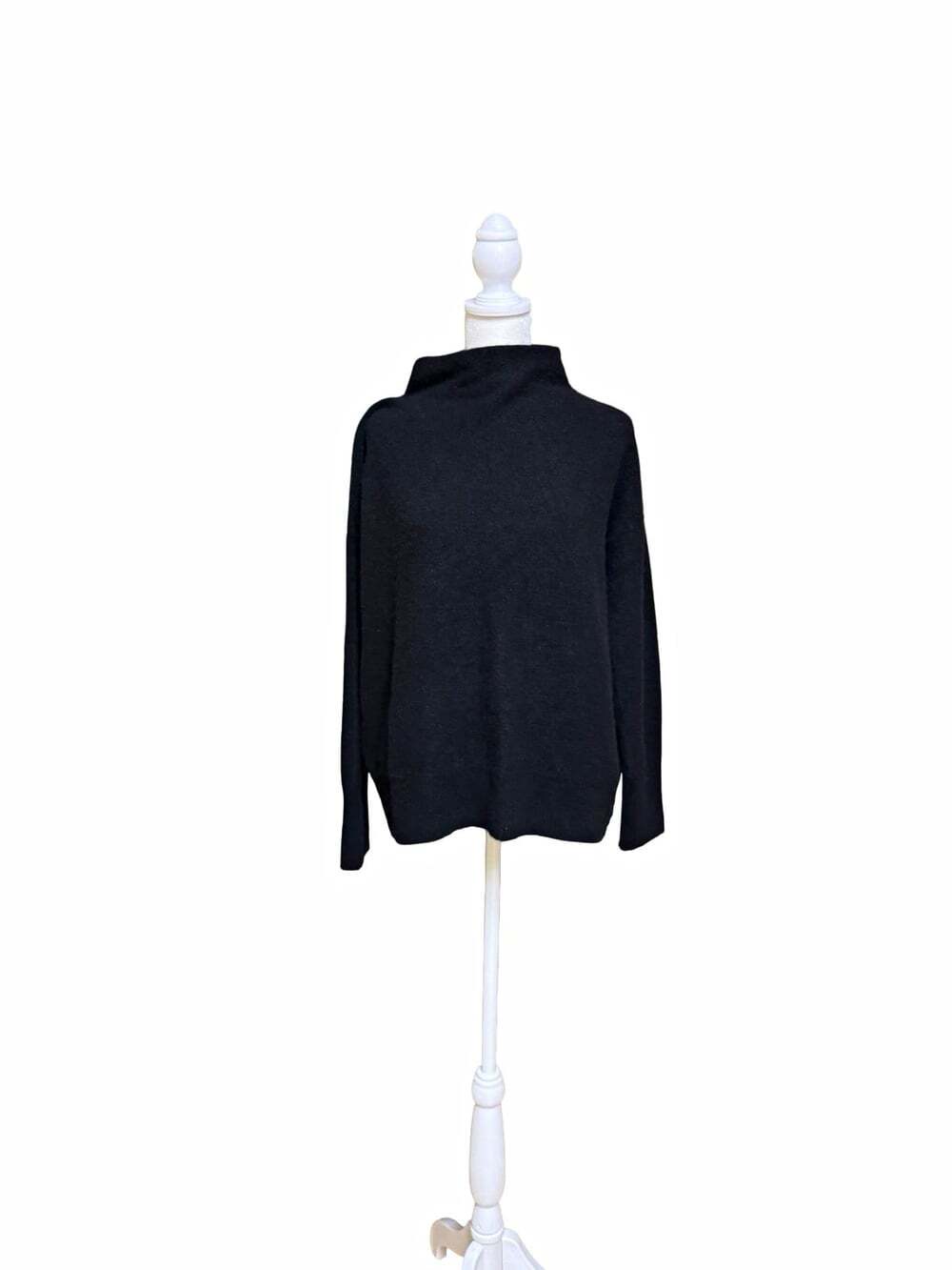 Vince 100% Cashmere Black Mock Neck Sweater S/P Relaxed Luxury Knit